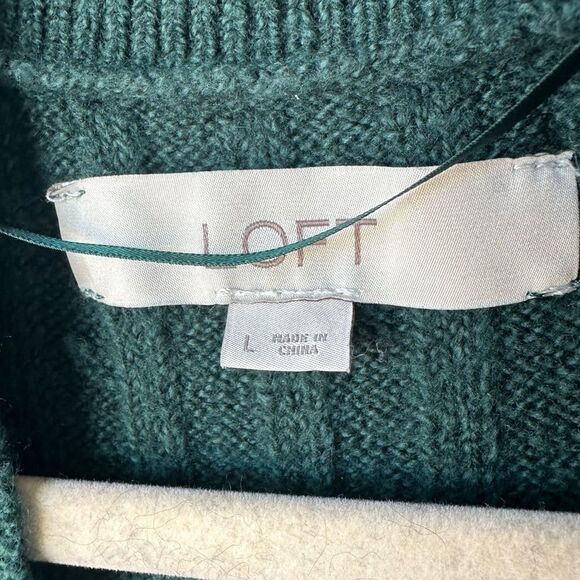 LOFT Ribbed Open Pocket Cardigan Deep Spruce Green Size L - Picture 3 of 4
